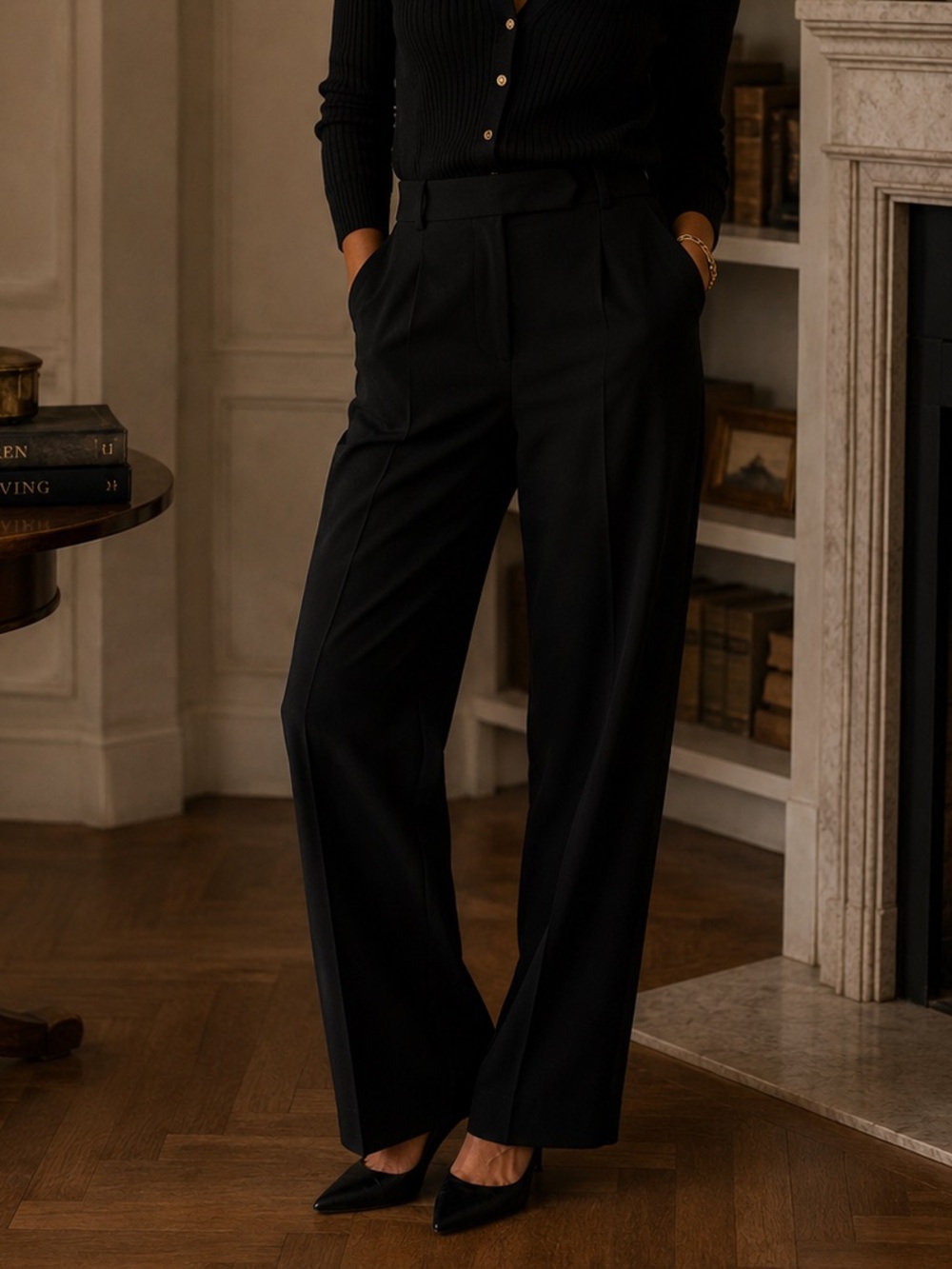 Liz Claiborne Black Sloane Straight Leg Mid Rise Dress Pants Career Classic
